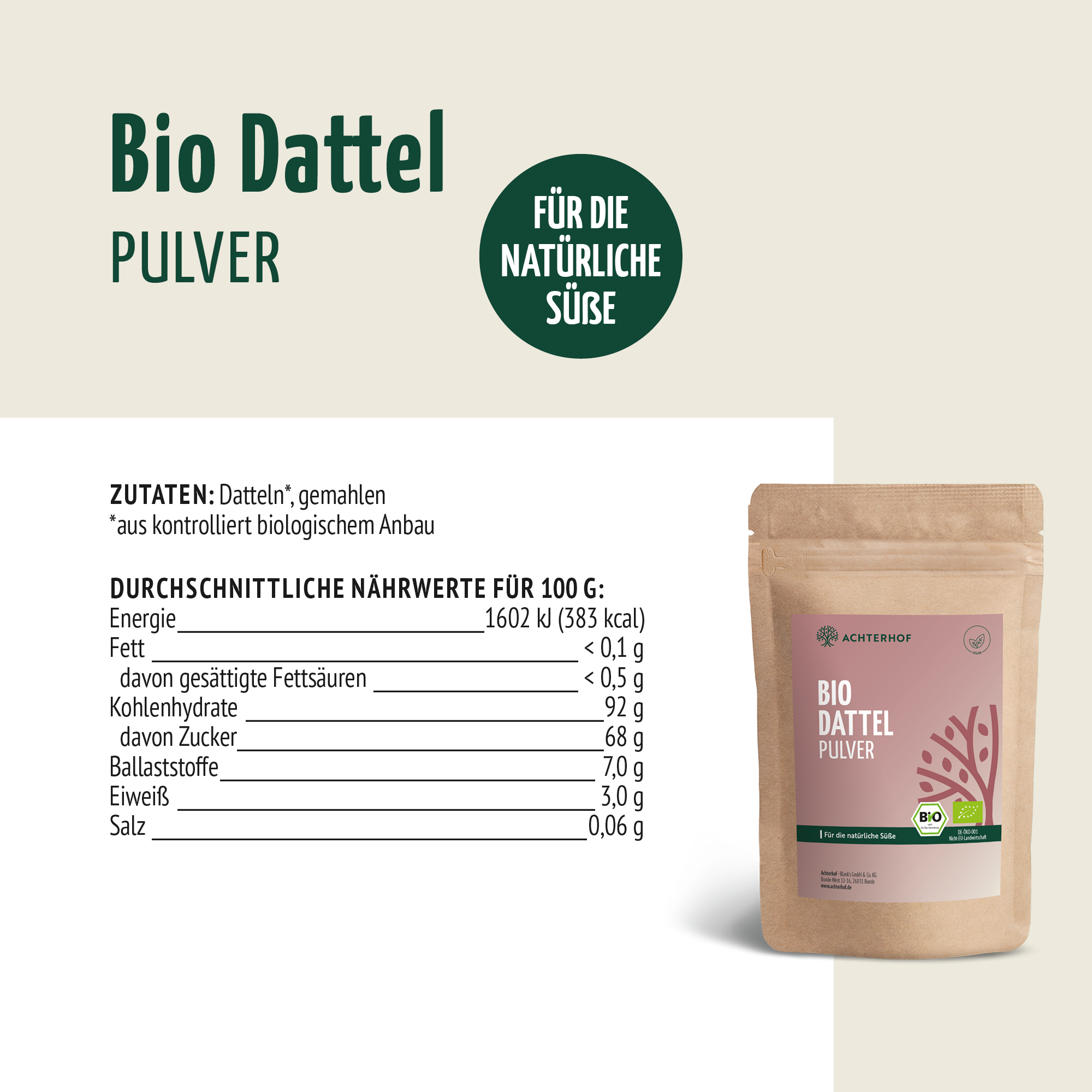 Bio Dattel Pulver (500g)