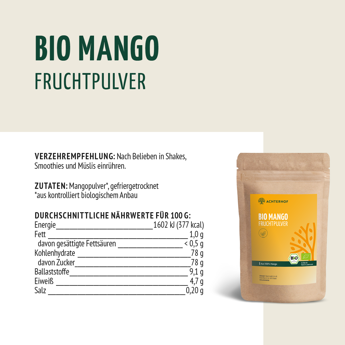 Bio Mango Fruchtpulver (250g)