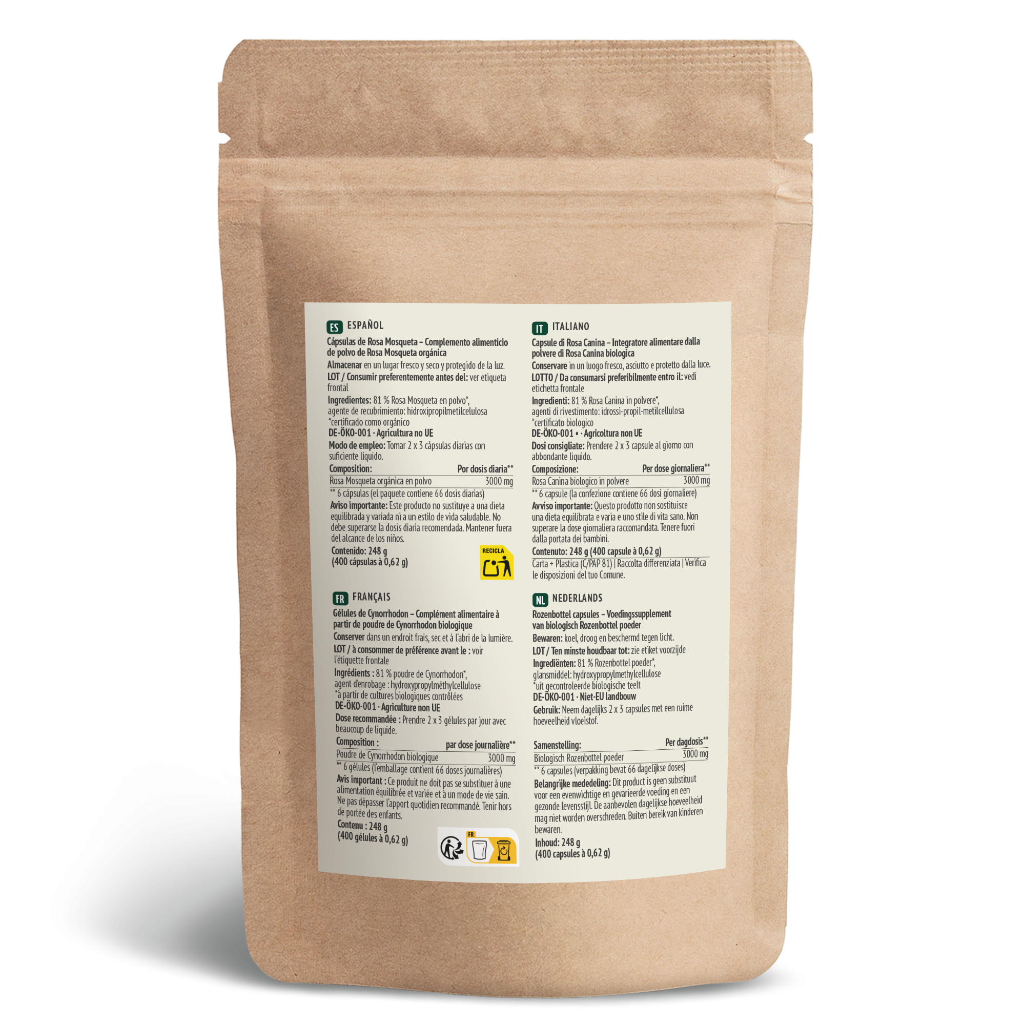 Bio Hagebutten Kapseln Nachfüllpack (400 Kapseln)