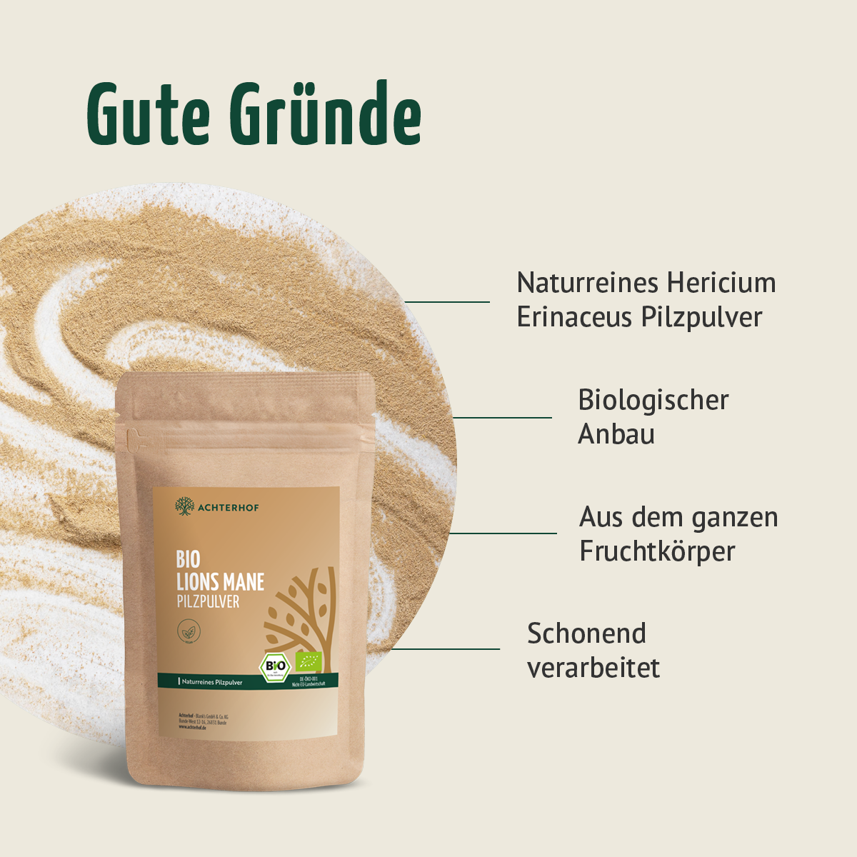 Bio Lions Mane Pilzpulver (250g)