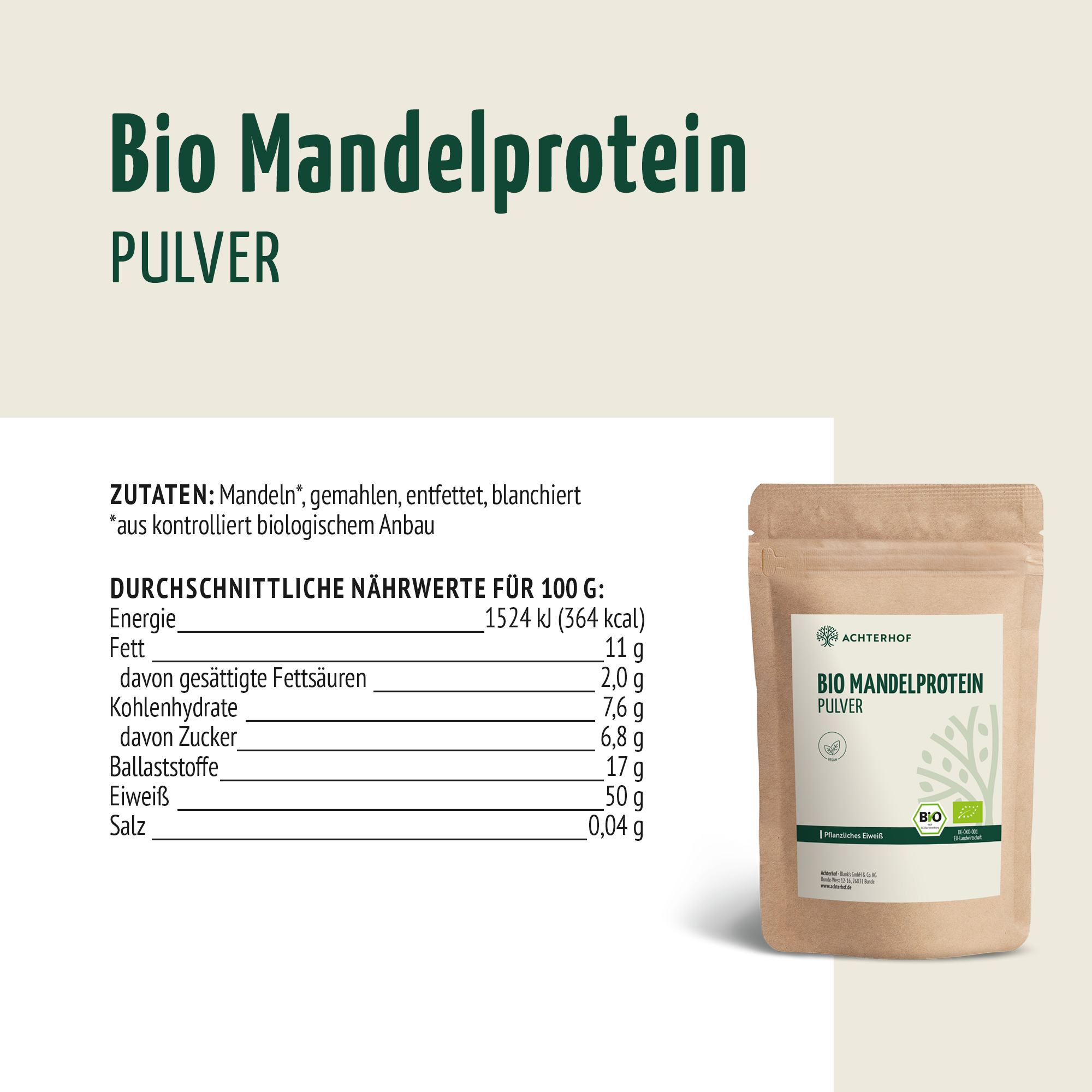 Bio Mandelprotein Pulver (250g)