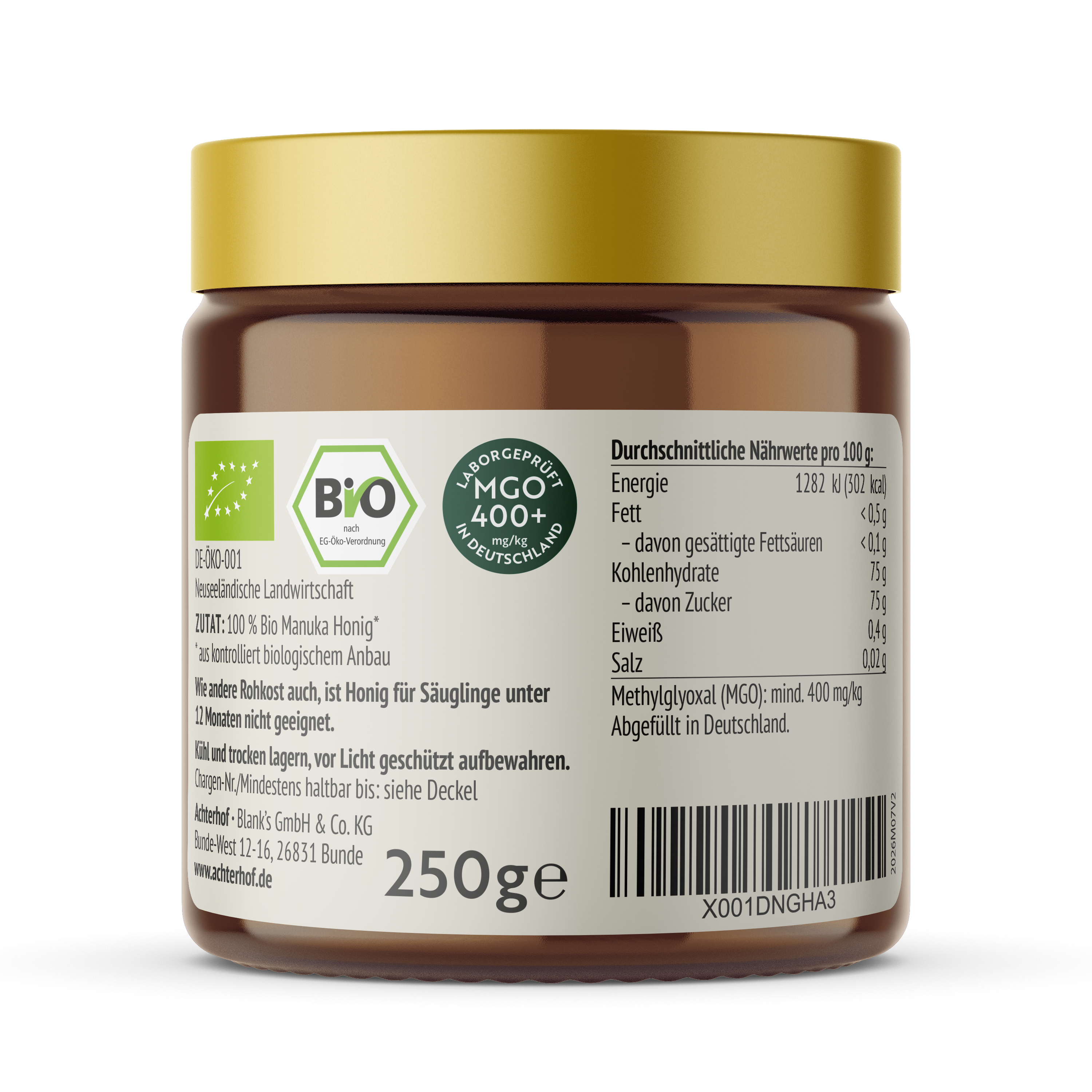 Manuka Honig Bio MGO 400+ (250g)