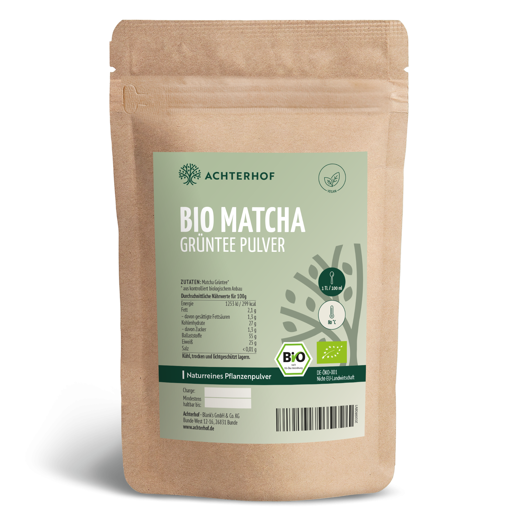 Bio Matcha Grüntee Pulver (100g)