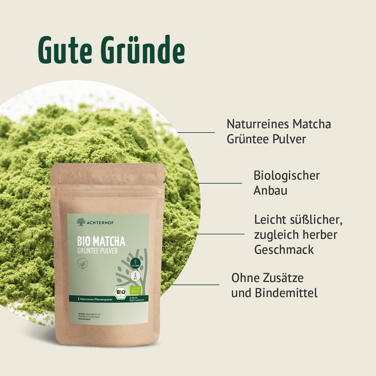 Bio Matcha Grüntee Pulver (100g)