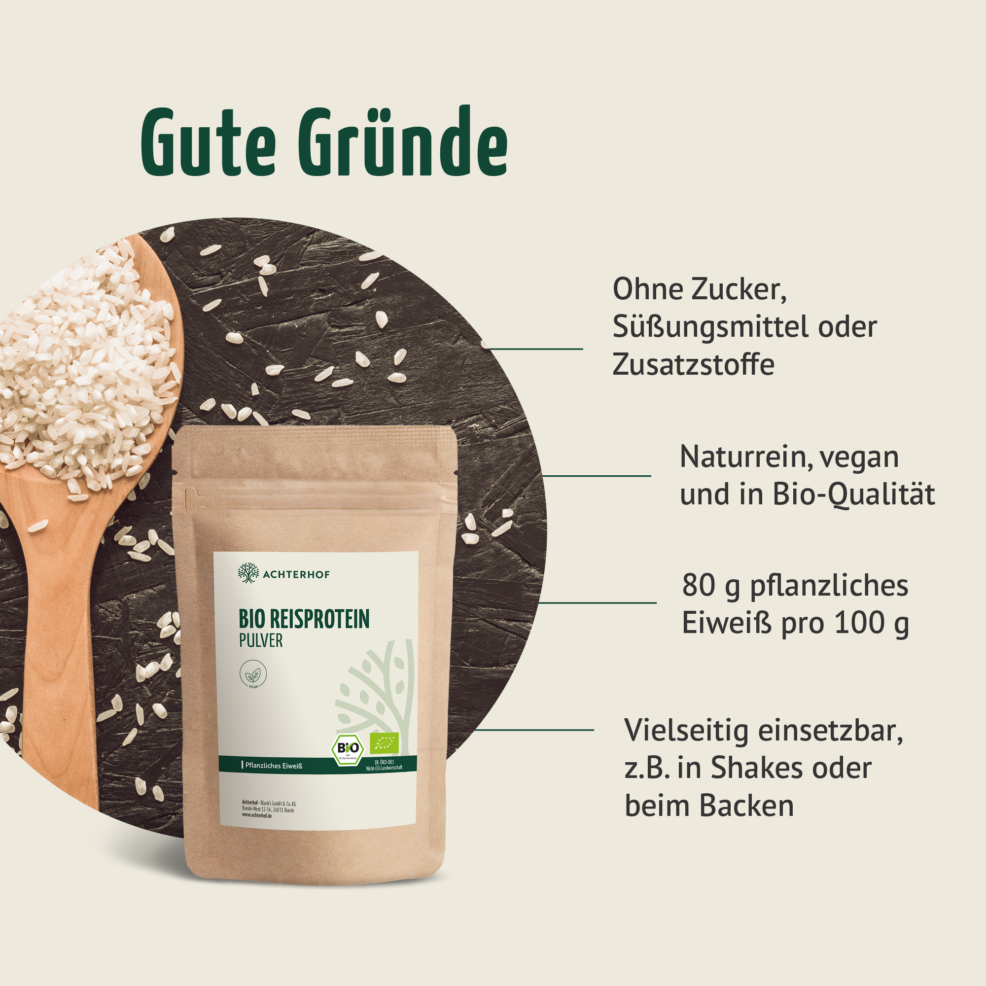 Bio Reisprotein Pulver (1000g)