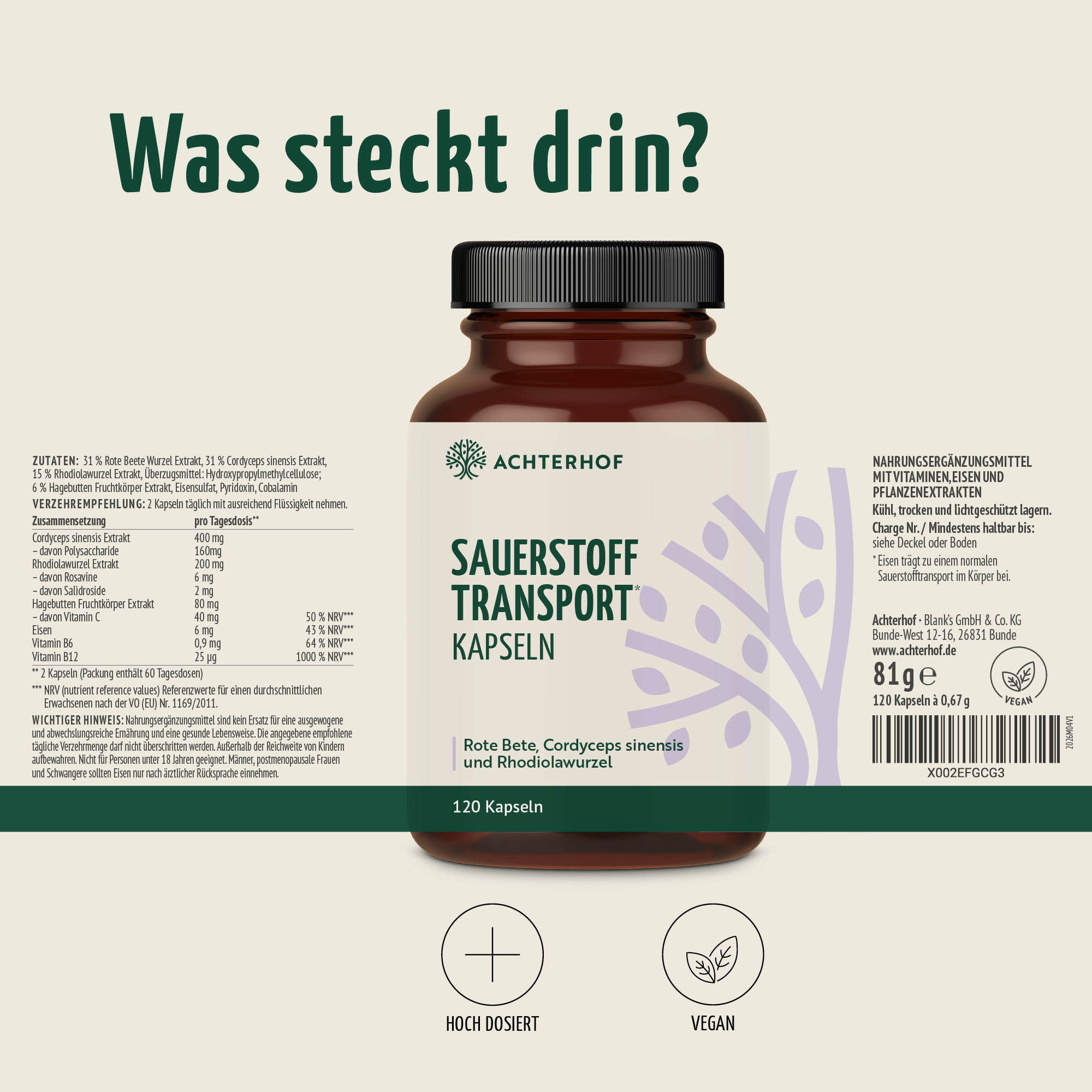 Sauerstoff Transport Kapseln (120 Kapseln)
