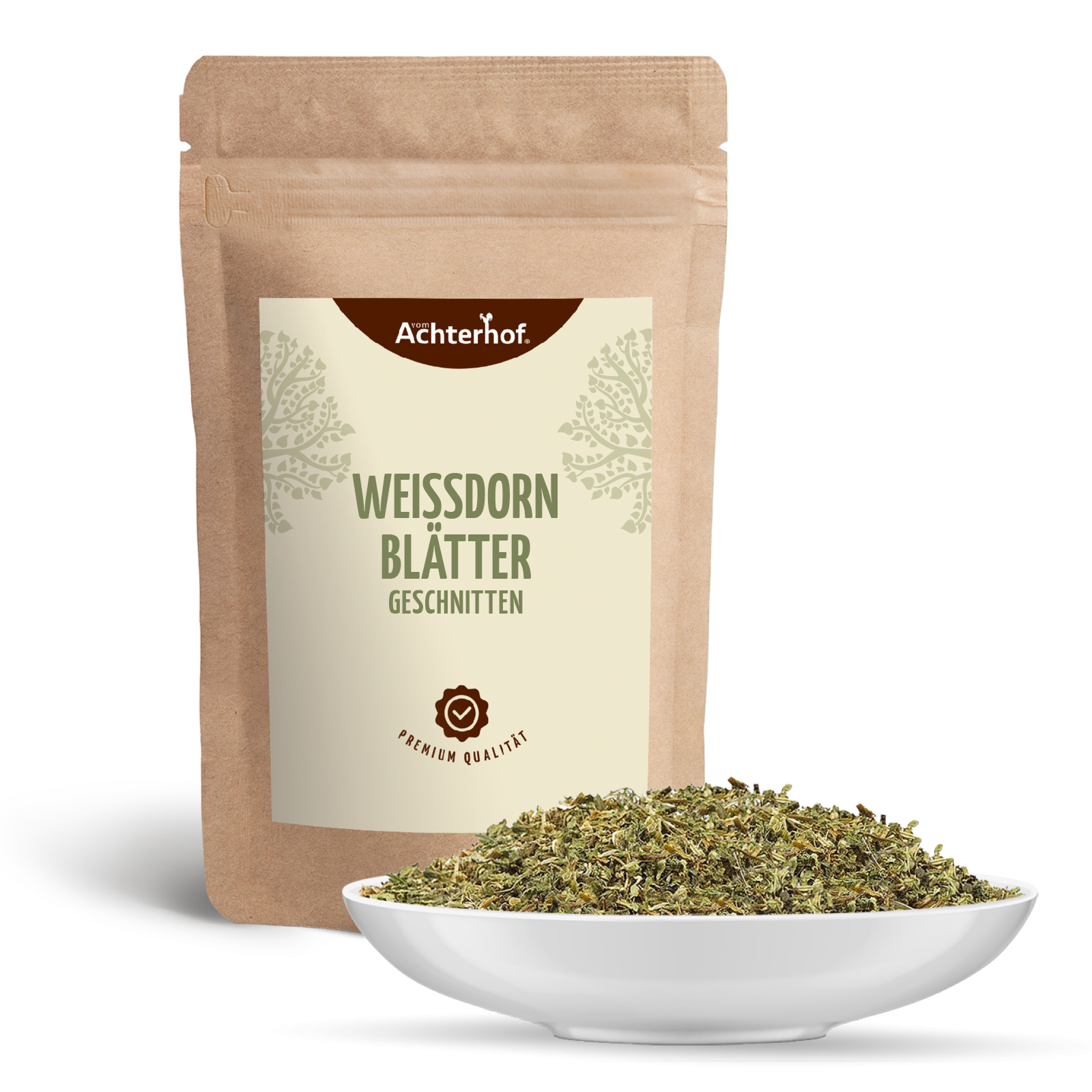 Weißdornblätter mit Blüten geschnitten (250g)