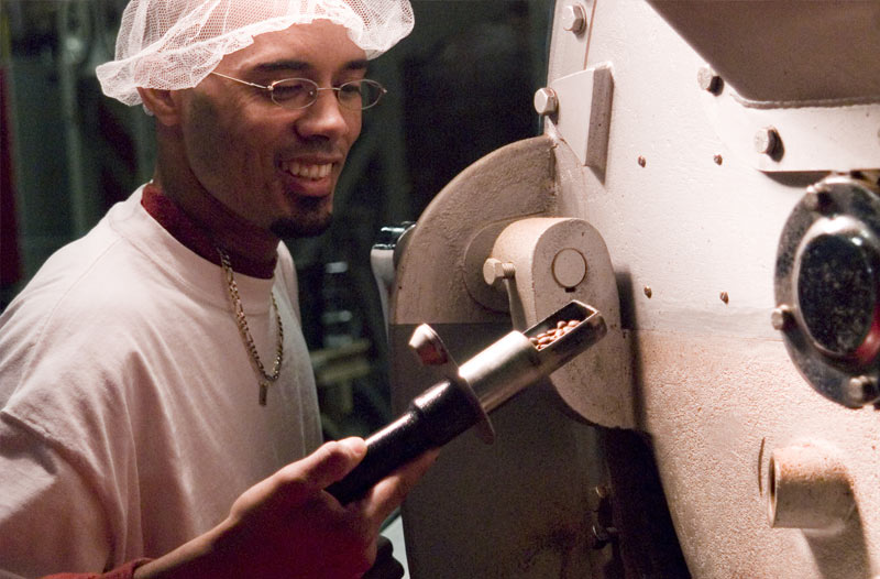 Roasting coffee at Equal Exchange