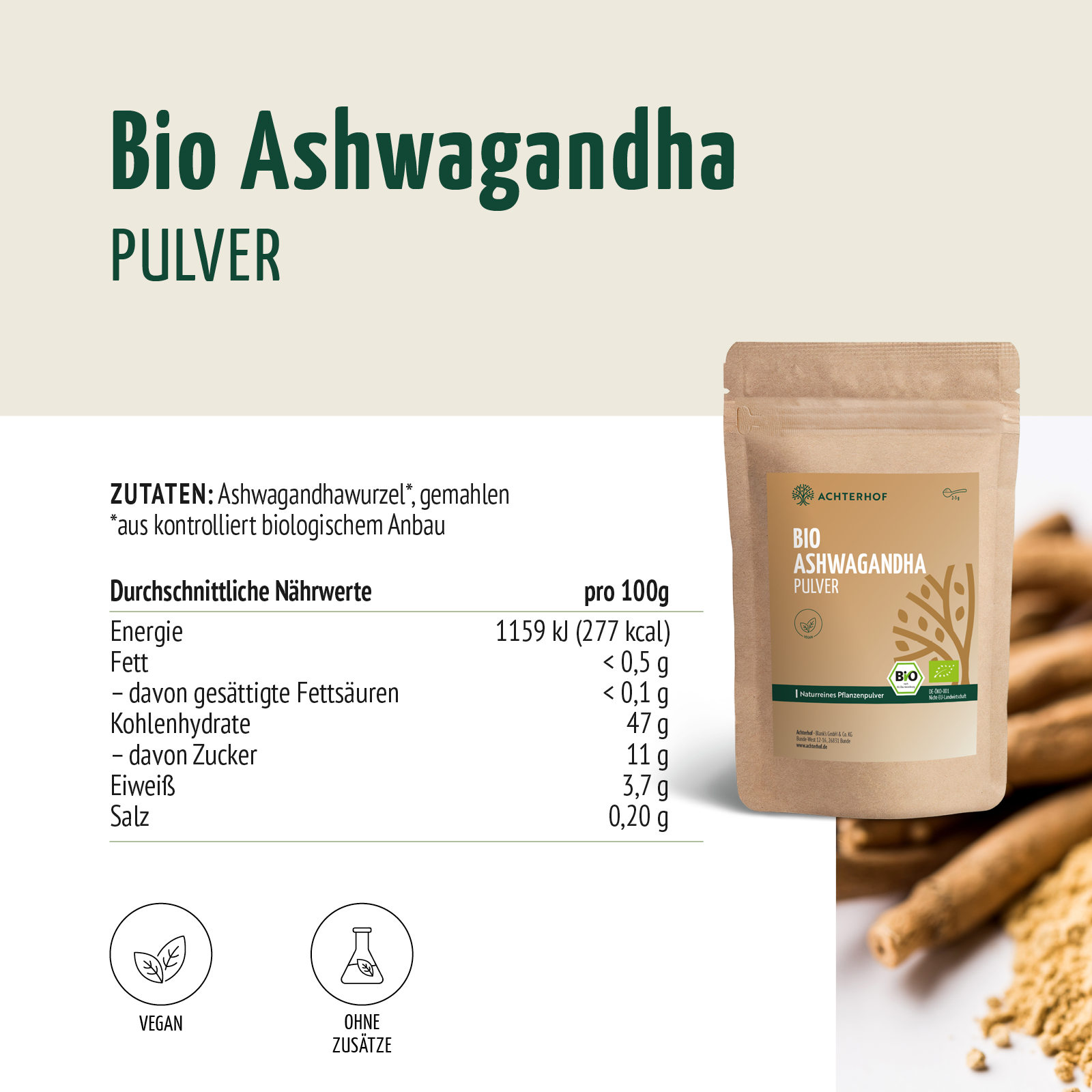 Bio Ashwagandha Pulver (250g)
