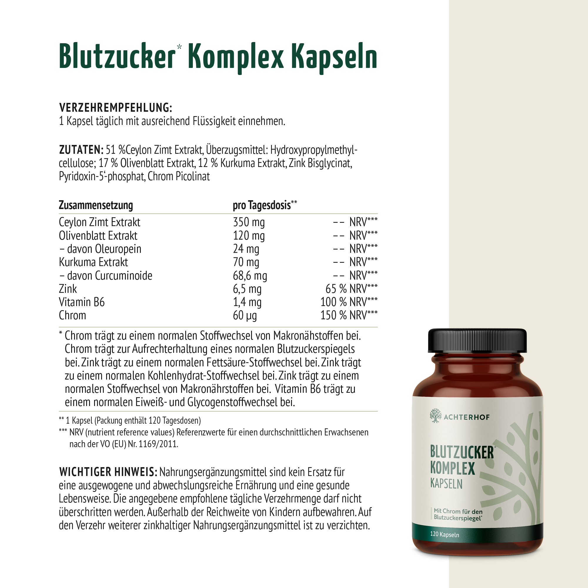 Blutzucker Komplex (120 Kapseln)
