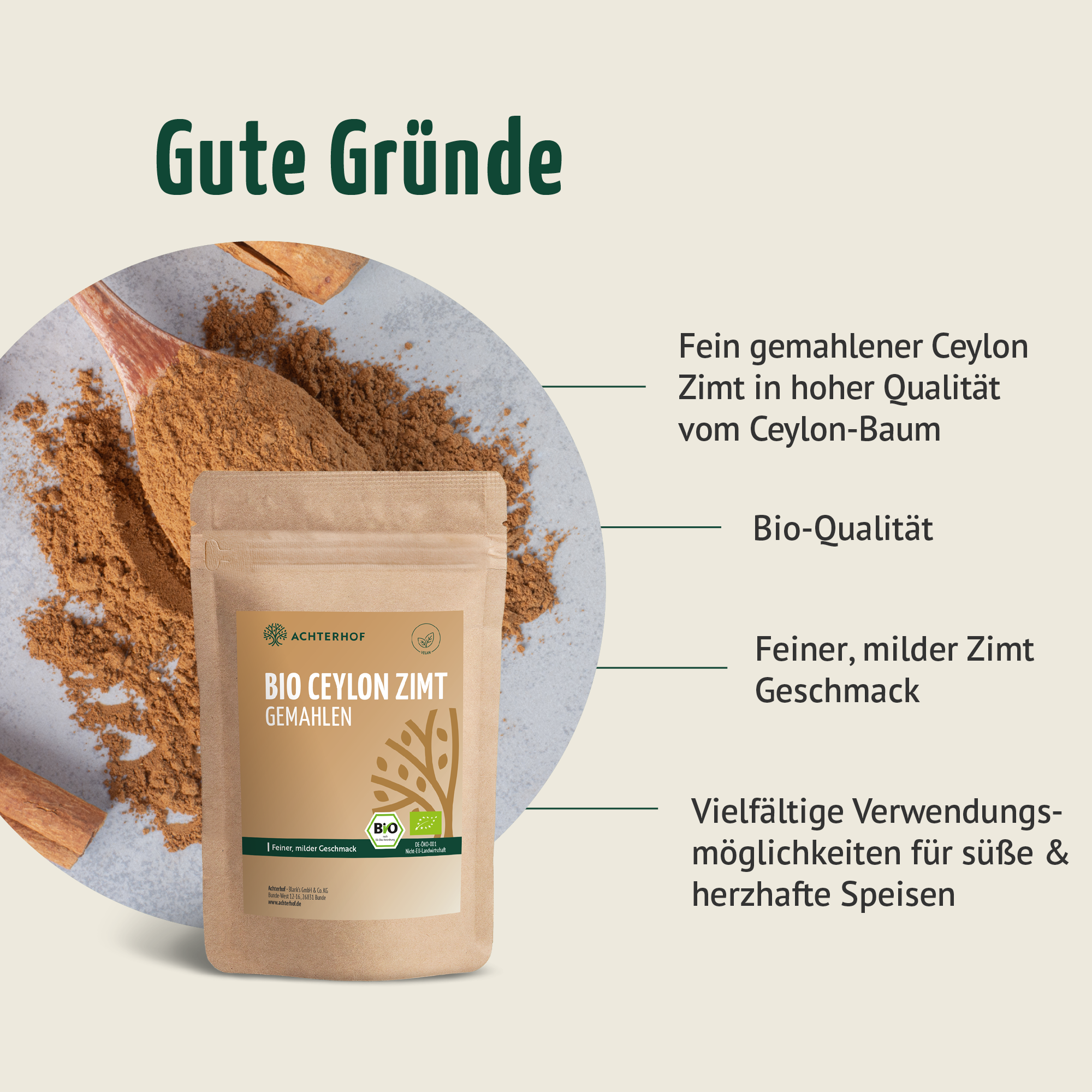 Bio Ceylon Zimt gemahlen (500g)
