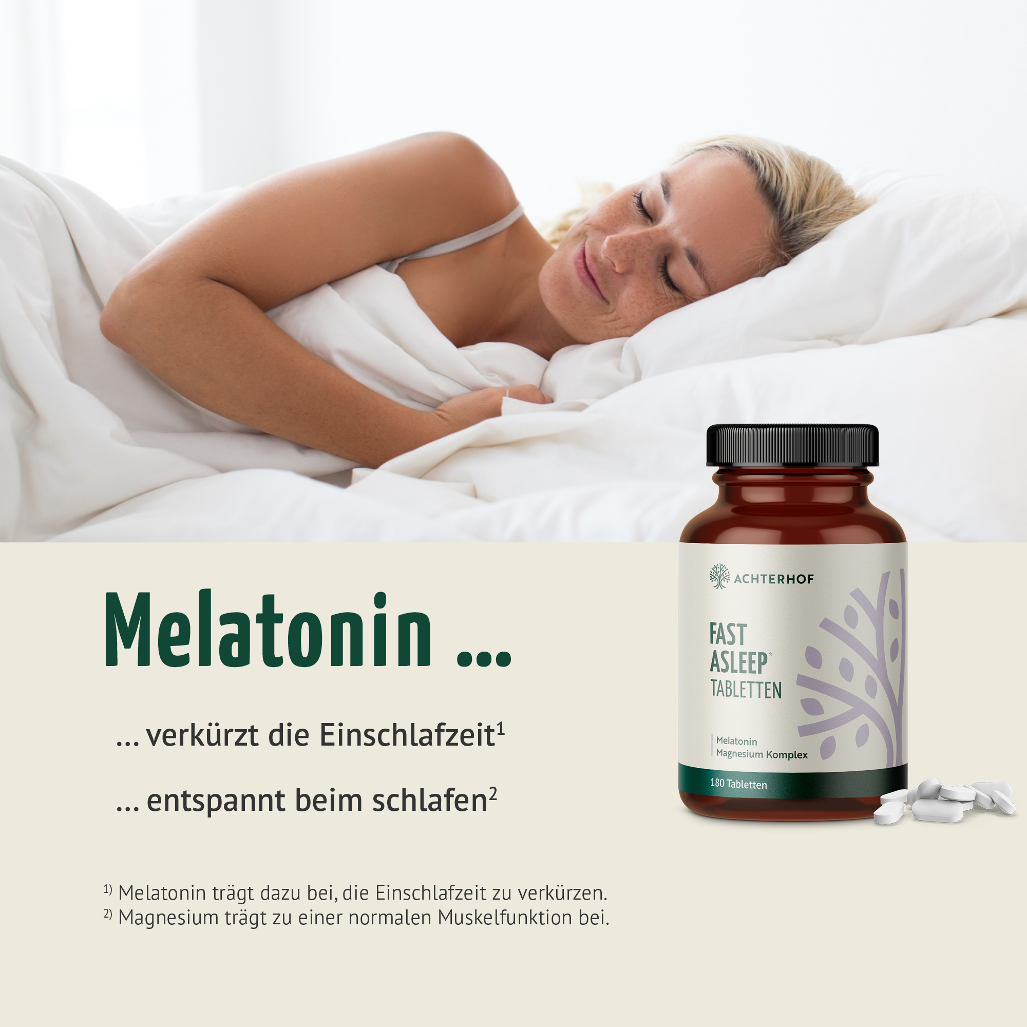 Melatonin Magnesium Komplex Fast Asleep (180 Tabletten)