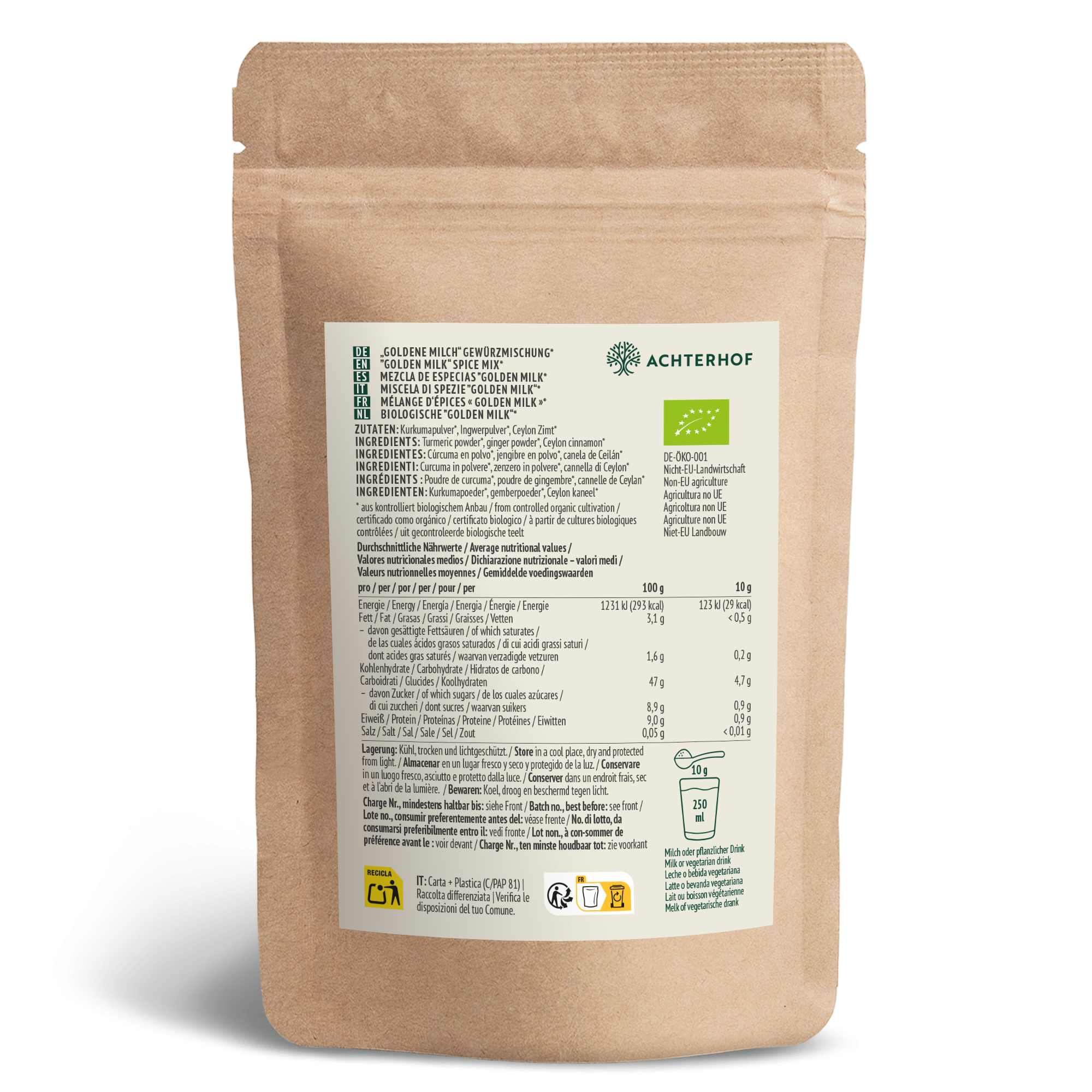 Goldene Milch Gewürzmischung Bio (1000g)