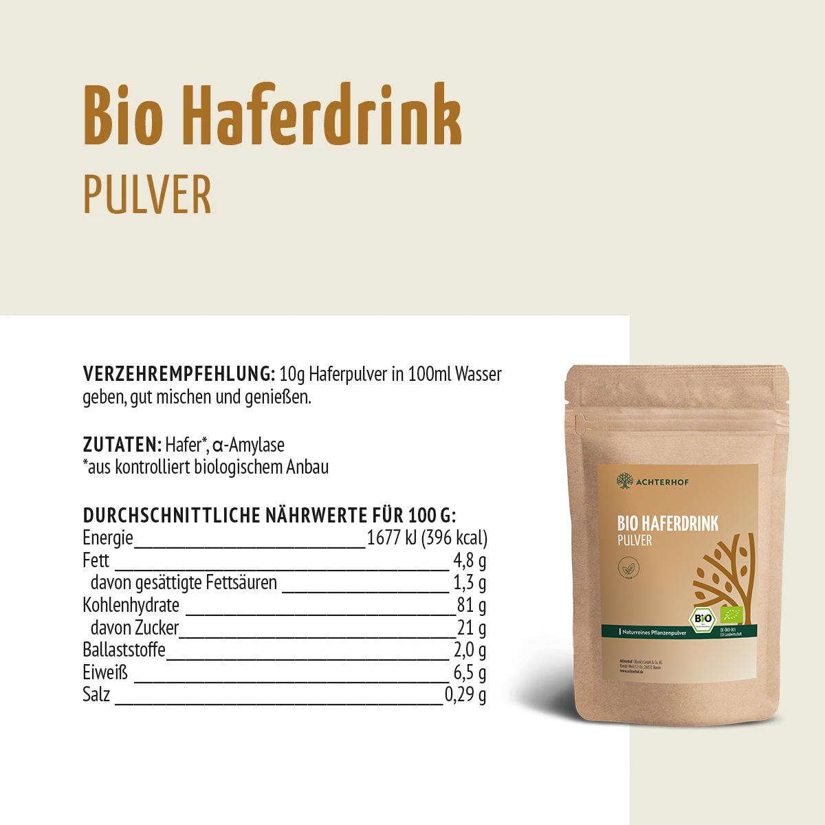Bio Haferdrink Pulver (1000g)