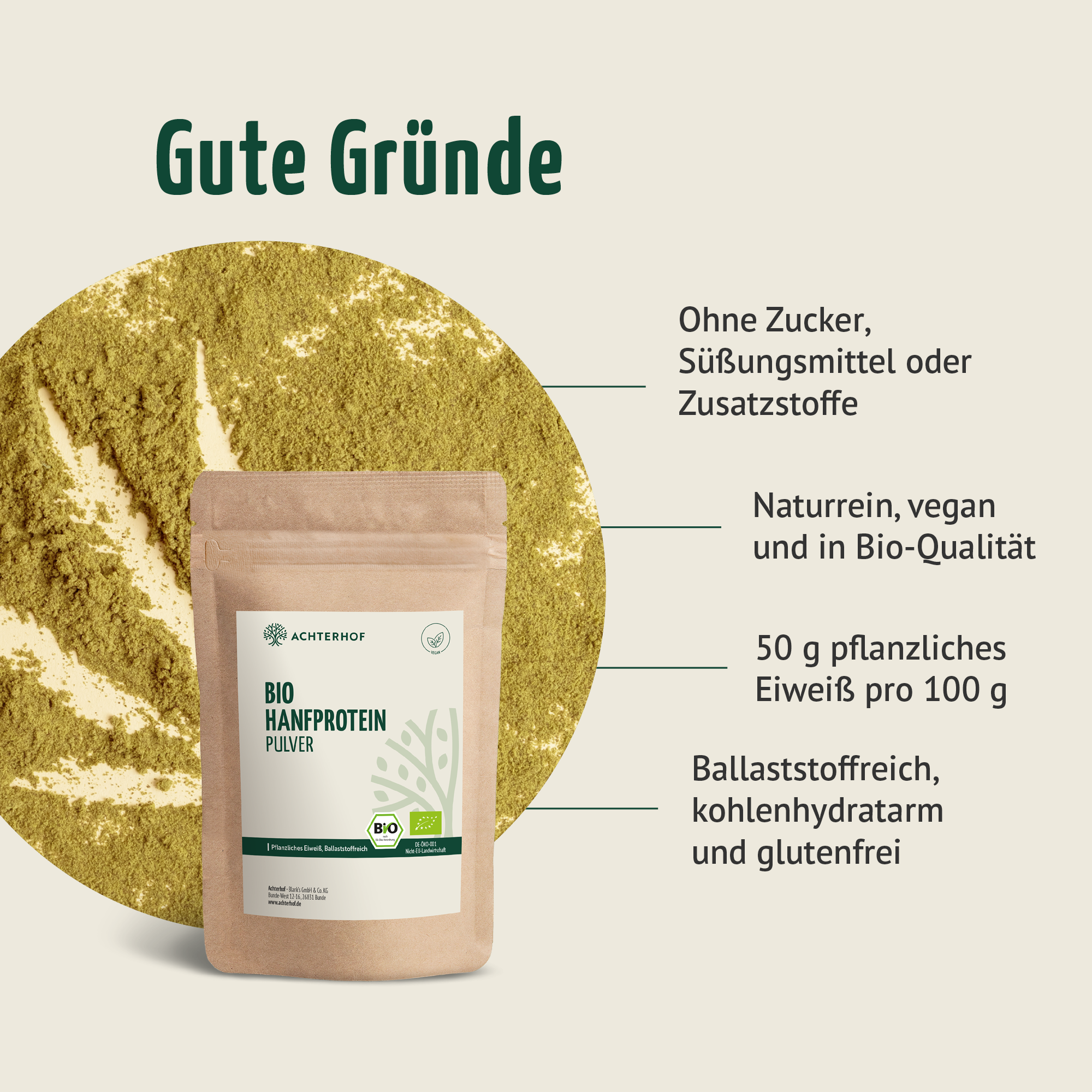 Bio Hanfprotein Pulver (1000g)