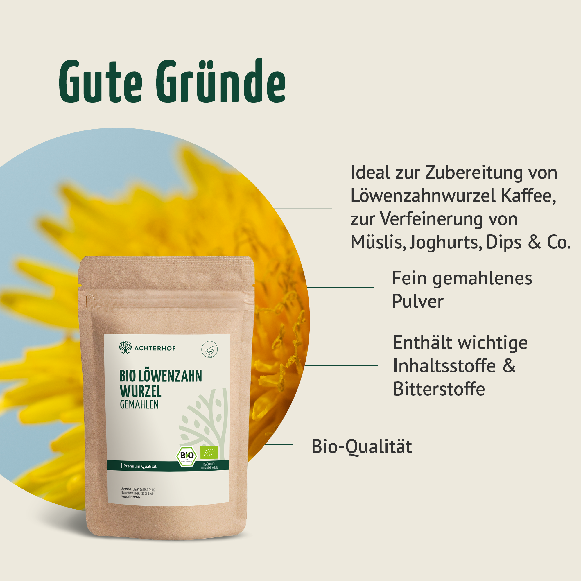 Löwenzahnwurzel Pulver Bio (250g)