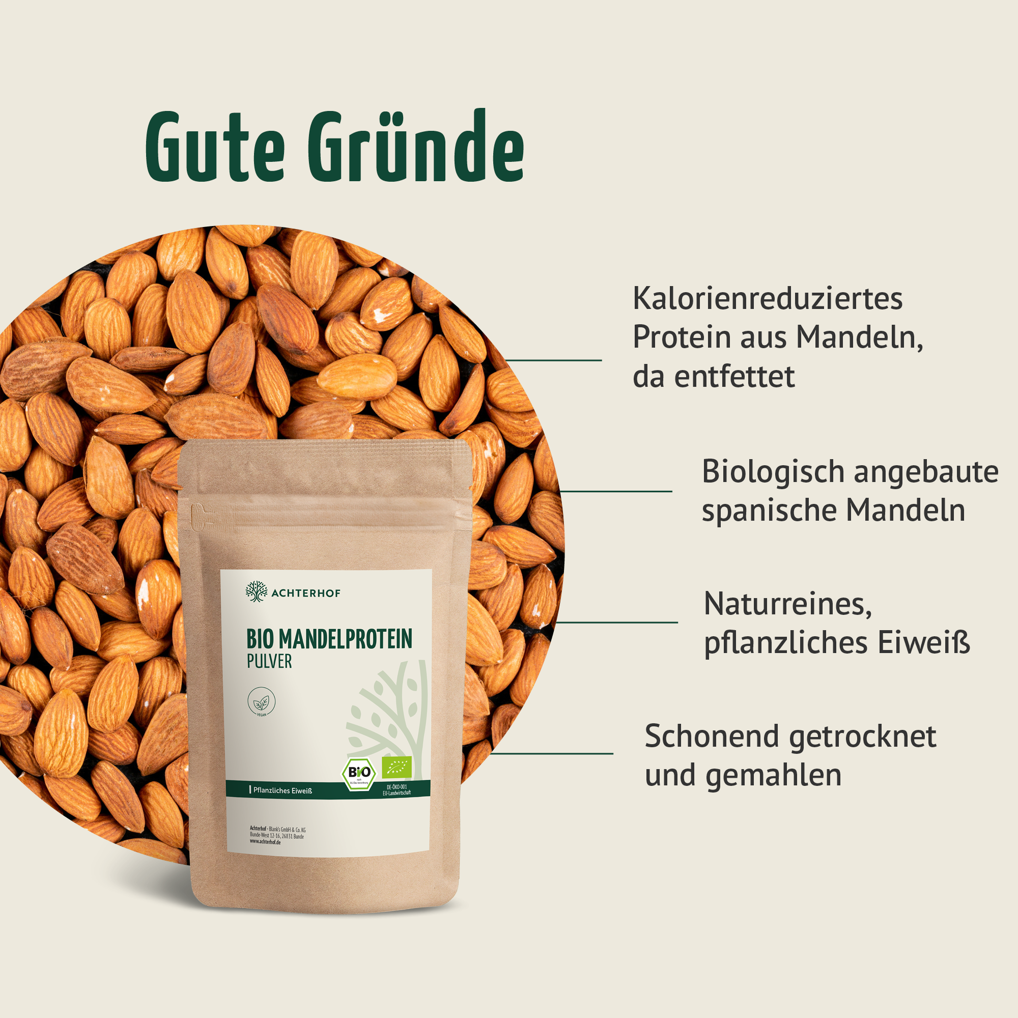 Bio Mandelprotein Pulver (250g)