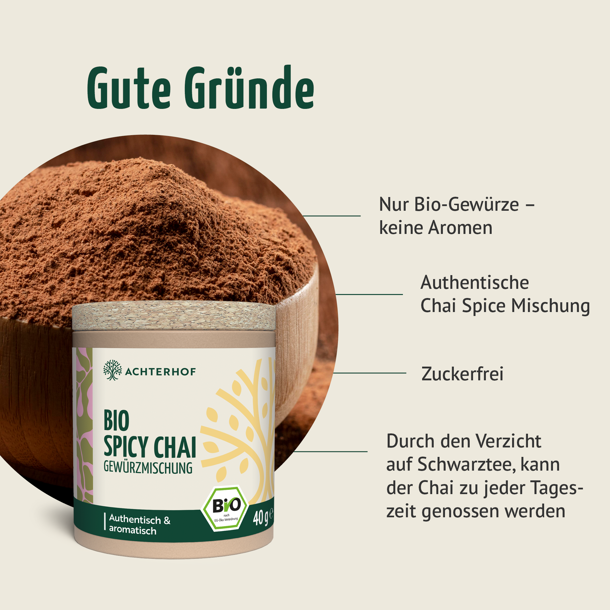 Bio Spicy Chai Gewürzmischung - zuckerfrei (40g)