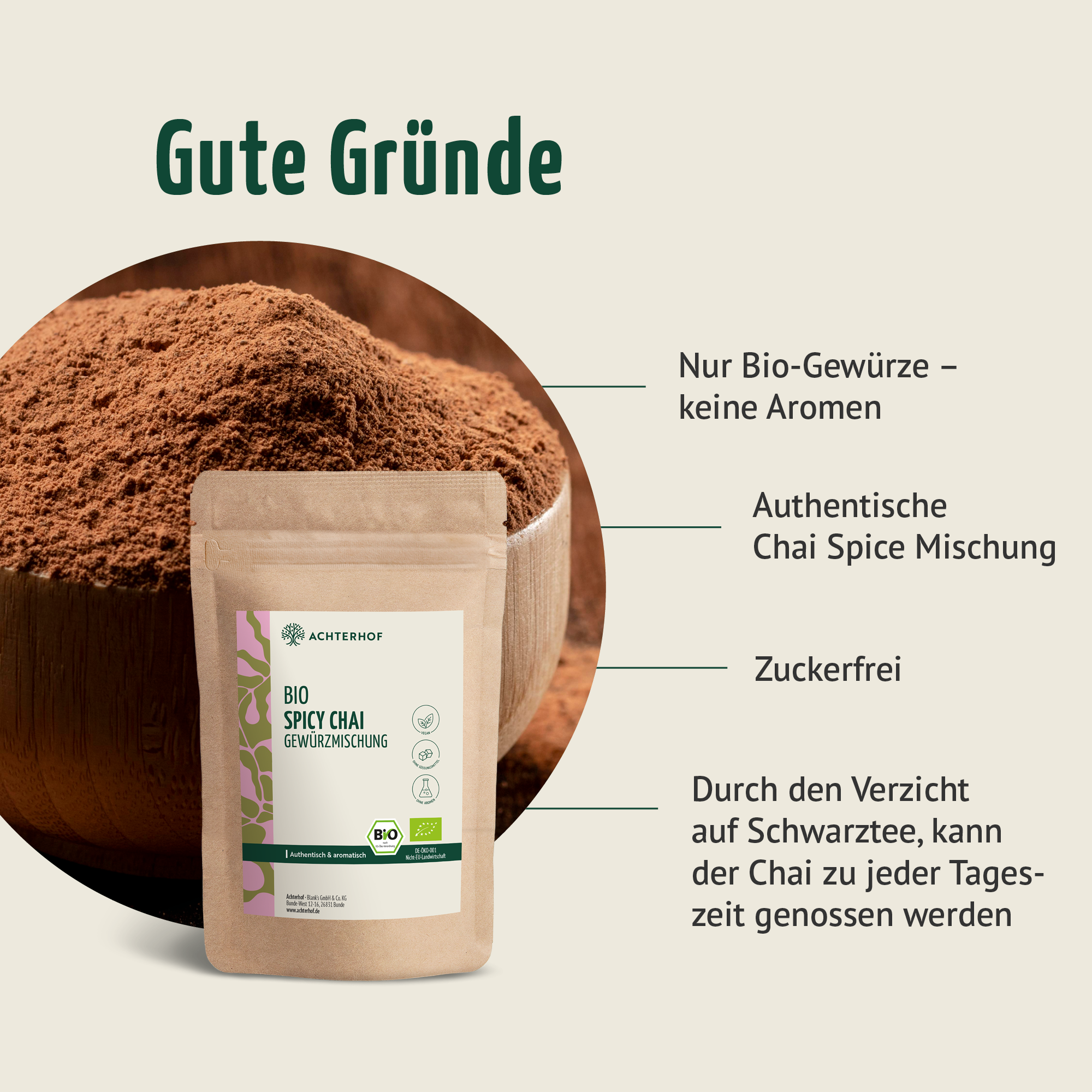Bio Spicy Chai Gewürzmischung – zuckerfrei (100g)
